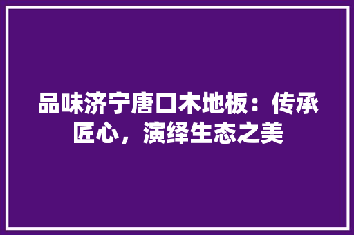 品味济宁唐口木地板：传承匠心，演绎生态之美 卧室装修
