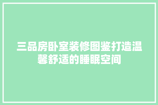 三品房卧室装修图鉴打造温馨舒适的睡眠空间