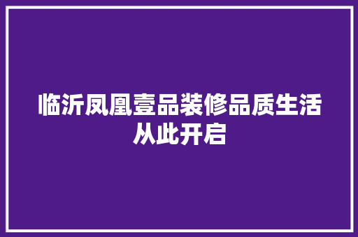 临沂凤凰壹品装修品质生活从此开启