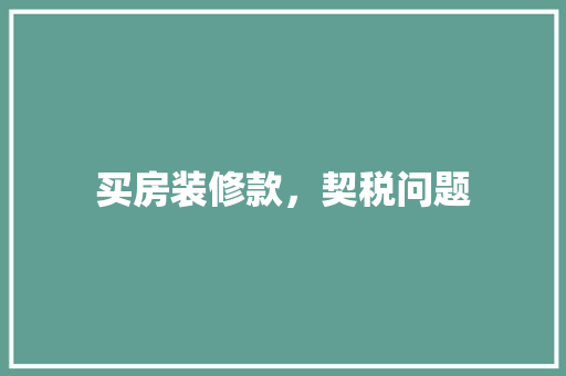买房装修款，契税问题