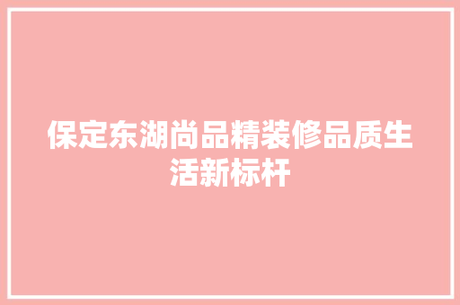 保定东湖尚品精装修品质生活新标杆 室内设计