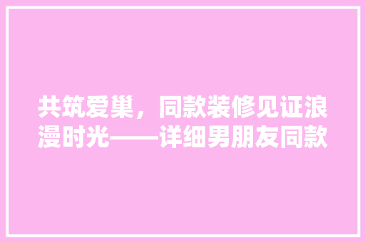 共筑爱巢，同款装修见证浪漫时光——详细男朋友同款装修的五大亮点