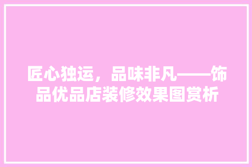匠心独运，品味非凡——饰品优品店装修效果图赏析