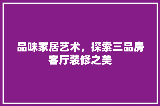 品味家居艺术，探索三品房客厅装修之美