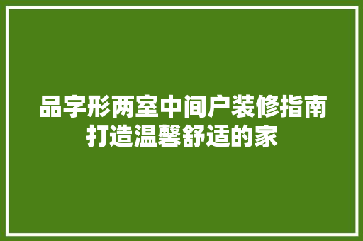 品字形两室中间户装修指南打造温馨舒适的家