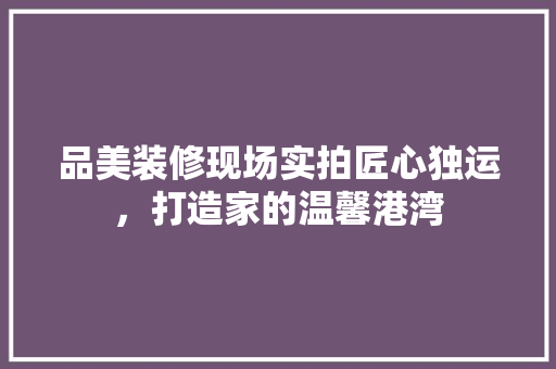 品美装修现场实拍匠心独运，打造家的温馨港湾 家居装修