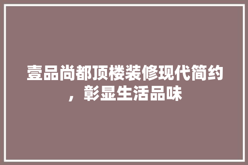 壹品尚都顶楼装修现代简约，彰显生活品味