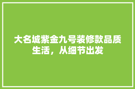 大名城紫金九号装修款品质生活，从细节出发