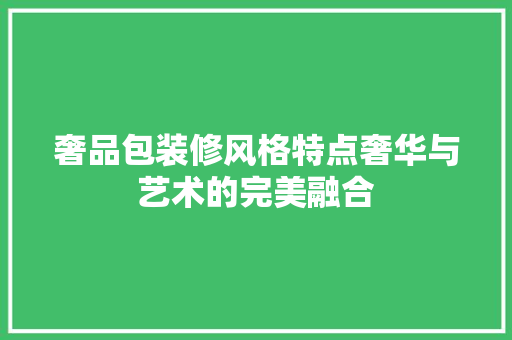 奢品包装修风格特点奢华与艺术的完美融合