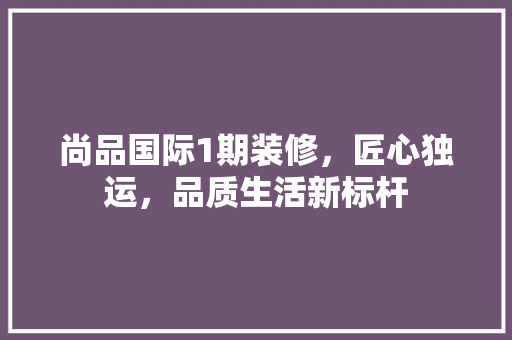 尚品国际1期装修，匠心独运，品质生活新标杆