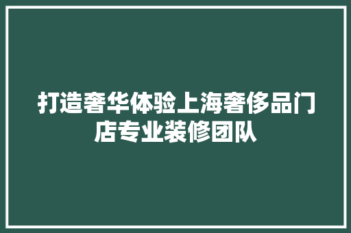 打造奢华体验上海奢侈品门店专业装修团队