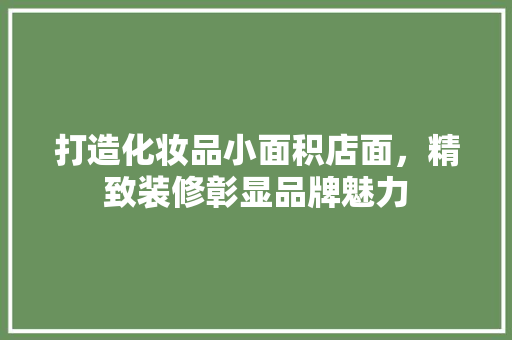 打造化妆品小面积店面，精致装修彰显品牌魅力 木雕艺术