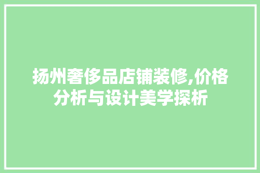 扬州奢侈品店铺装修,价格分析与设计美学探析 地板材料
