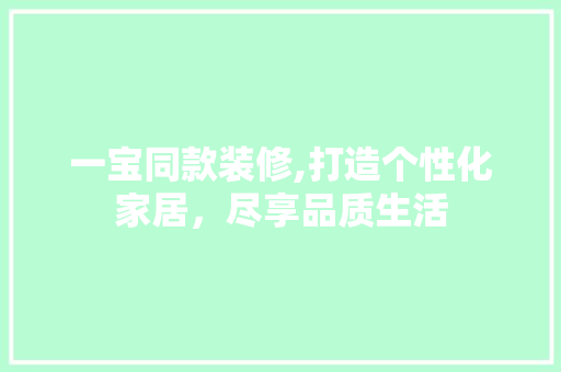 一宝同款装修,打造个性化家居，尽享品质生活 家居装修