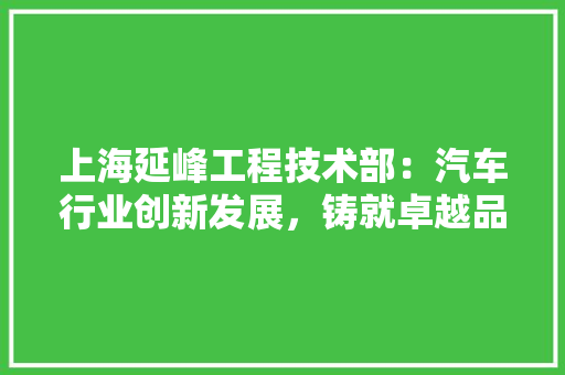 上海延峰工程技术部：汽车行业创新发展，铸就卓越品质