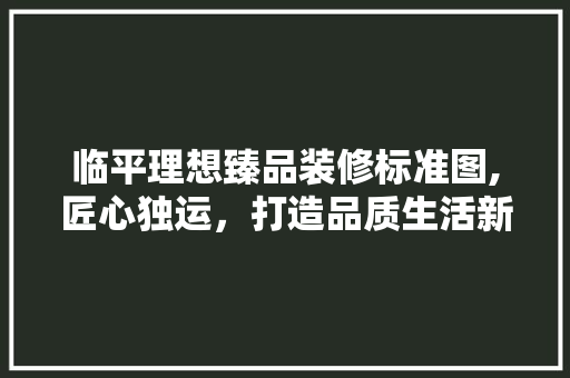 临平理想臻品装修标准图,匠心独运，打造品质生活新标杆