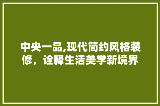 中央一品,现代简约风格装修，诠释生活美学新境界 家居装修