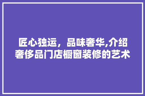 匠心独运，品味奢华,介绍奢侈品门店橱窗装修的艺术魅力