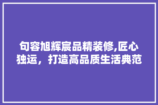 句容旭辉宸品精装修,匠心独运，打造高品质生活典范