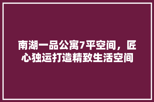 南湖一品公寓7平空间，匠心独运打造精致生活空间