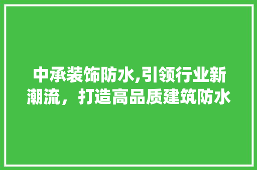 中承装饰防水,引领行业新潮流，打造高品质建筑防水解决方法_中承装饰防水 卧室装修