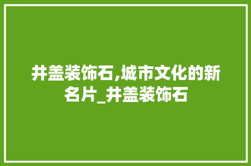 井盖装饰石,城市文化的新名片_井盖装饰石 卧室装修