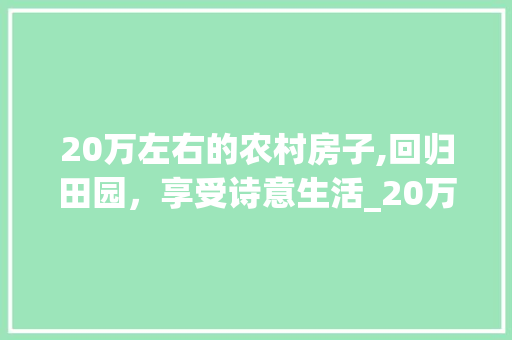 20万左右的农村房子,回归田园，享受诗意生活_20万左右的农村房子 软装设计