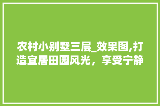 农村小别墅三层_效果图,打造宜居田园风光，享受宁静美好生活_农村小别墅三层_效果图 室内设计