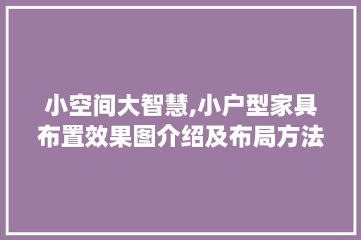 小空间大智慧,小户型家具布置效果图介绍及布局方法_小户型家具布置效果图 室内设计