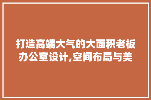 打造高端大气的大面积老板办公室设计,空间布局与美学融合_大面积老板办公室设计