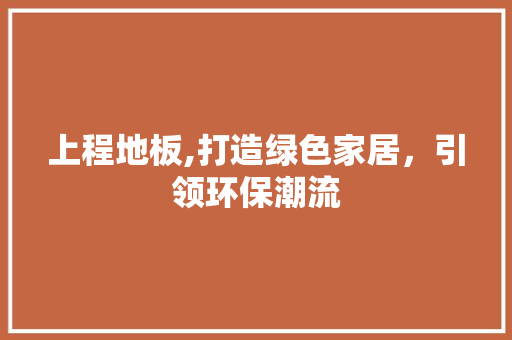 上程地板,打造绿色家居，引领环保潮流 现代风格装饰