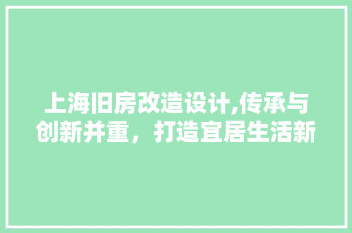上海旧房改造设计,传承与创新并重，打造宜居生活新典范