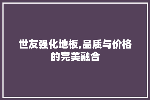 世友强化地板,品质与价格的完美融合 室内设计