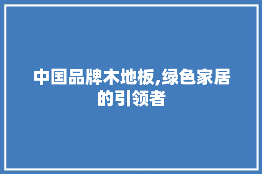 中国品牌木地板,绿色家居的引领者 客厅装修