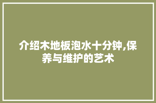 介绍木地板泡水十分钟,保养与维护的艺术 现代风格装饰