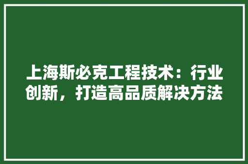 上海斯必克工程技术：行业创新，打造高品质解决方法 软装设计