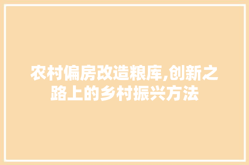 农村偏房改造粮库,创新之路上的乡村振兴方法 室内设计