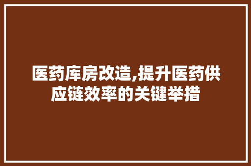 医药库房改造,提升医药供应链效率的关键举措