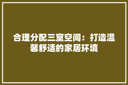 合理分配三室空间：打造温馨舒适的家居环境 卧室装修