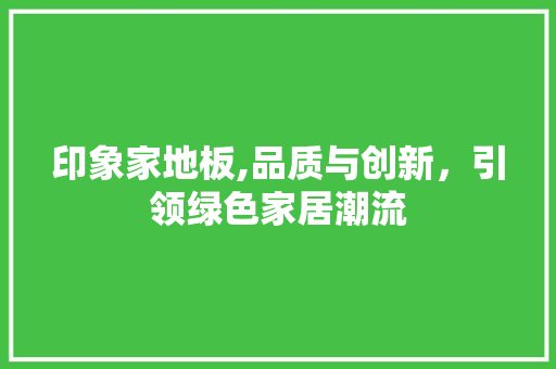 印象家地板,品质与创新，引领绿色家居潮流 室内设计
