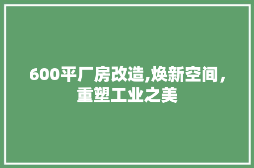 600平厂房改造,焕新空间，重塑工业之美 家居装修