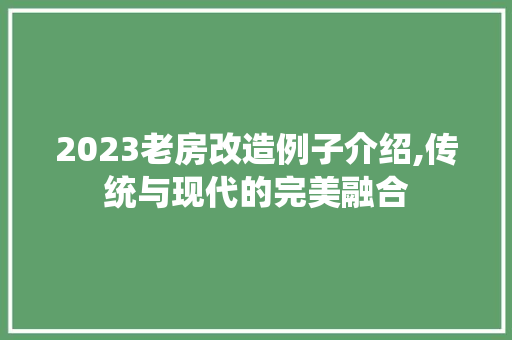 2023老房改造例子介绍,传统与现代的完美融合 室内设计