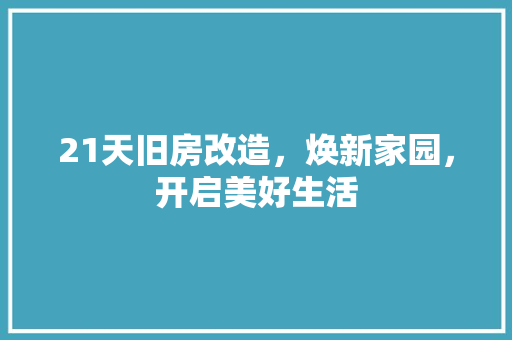 21天旧房改造，焕新家园，开启美好生活 软装设计