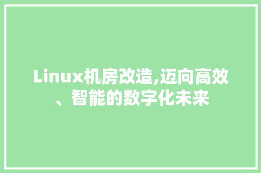 Linux机房改造,迈向高效、智能的数字化未来 中式风格装饰