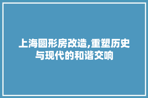 上海圆形房改造,重塑历史与现代的和谐交响