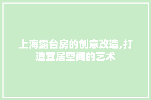 上海露台房的创意改造,打造宜居空间的艺术 软装设计