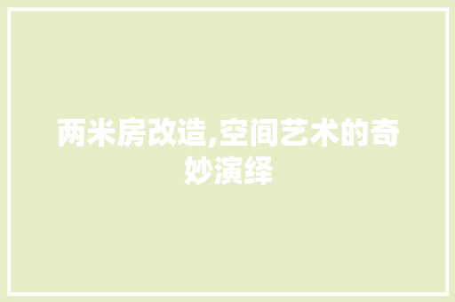 两米房改造,空间艺术的奇妙演绎 软装设计