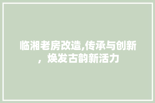 临湘老房改造,传承与创新，焕发古韵新活力 软装设计
