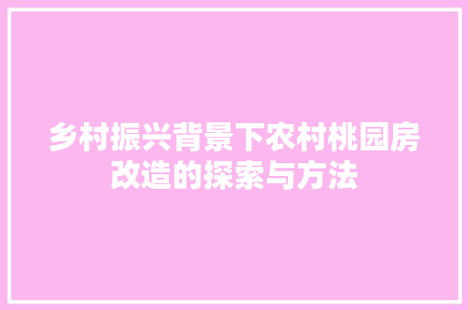 乡村振兴背景下农村桃园房改造的探索与方法 中式风格装饰