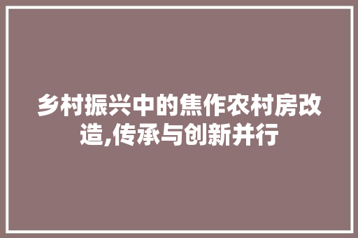 乡村振兴中的焦作农村房改造,传承与创新并行 现代风格装饰